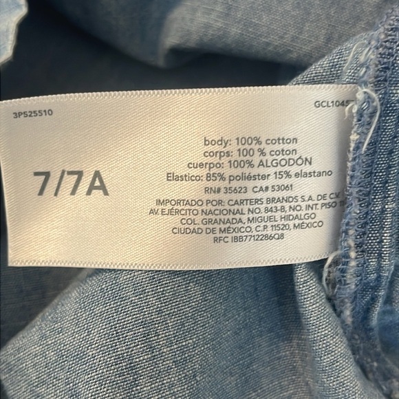 Carter’s Classics Denim Dress Button Front w/Collar Size 7/7A - Picture 4 of 5